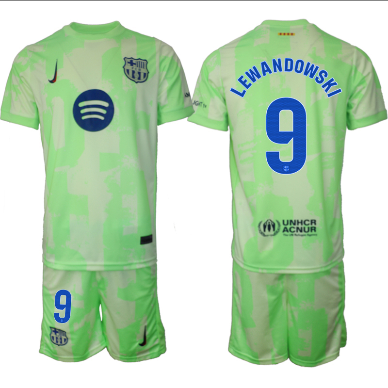 Men 2024-2025 Club Barcelona away Green #9 Soccer Jersey->barcelona jersey->Soccer Club Jersey